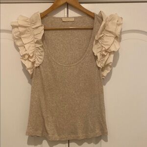 Ulla Johnson Cream Ruffled Blouse
